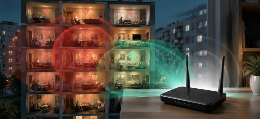 Как уменьшить «заполнение канала» в Wi-Fi 2.4 ГГц в многоквартирном доме